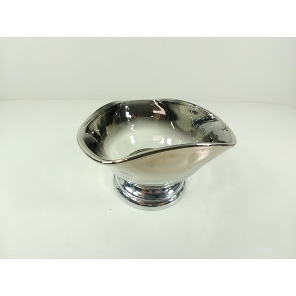 Bowl Folded Edge Silver Translucent Metal Toned Base - Picture 8 of 9